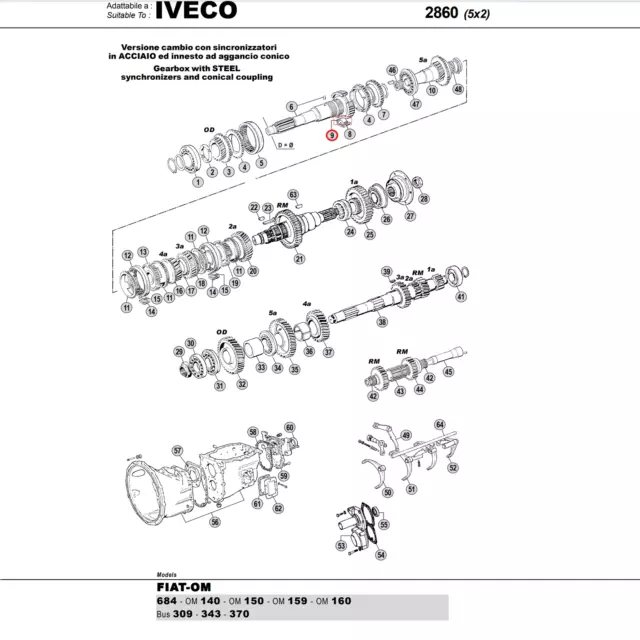 Molla Piatta Albero Cambio Fiat Iveco 160 - 684 - 370 Originale 8856743 2