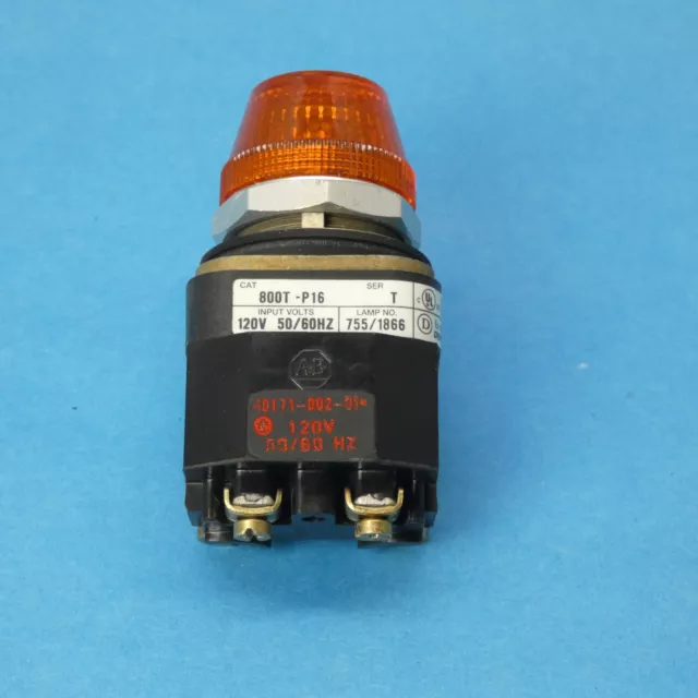 Allen Bradley 800T-P16A Ser T Pilot Light 30.5 MM 120VAC Amber New Bulb Tested