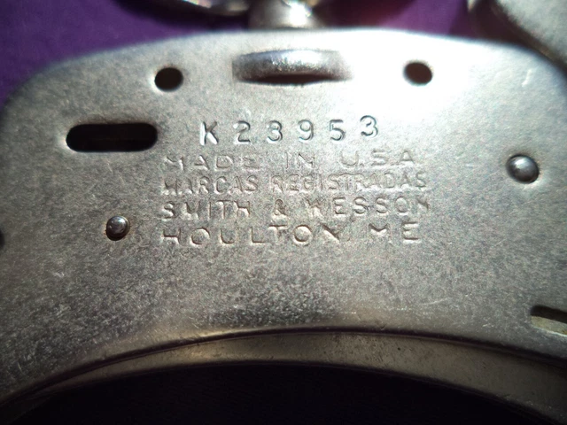 ww2 Korean War Vintage Smith & Wesson  M100 Nickel Handcuffs & Key