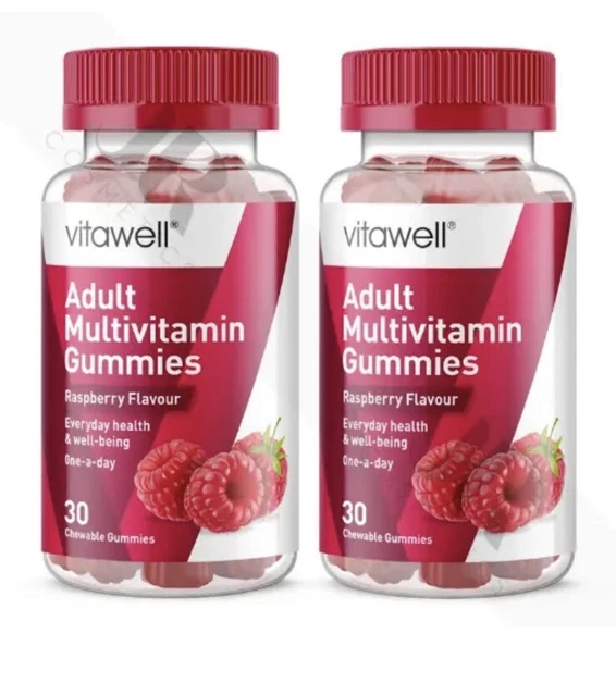2 X 30 Adult Multivitamin Chewable Gummies Raspberry Flavour Vegetarian
