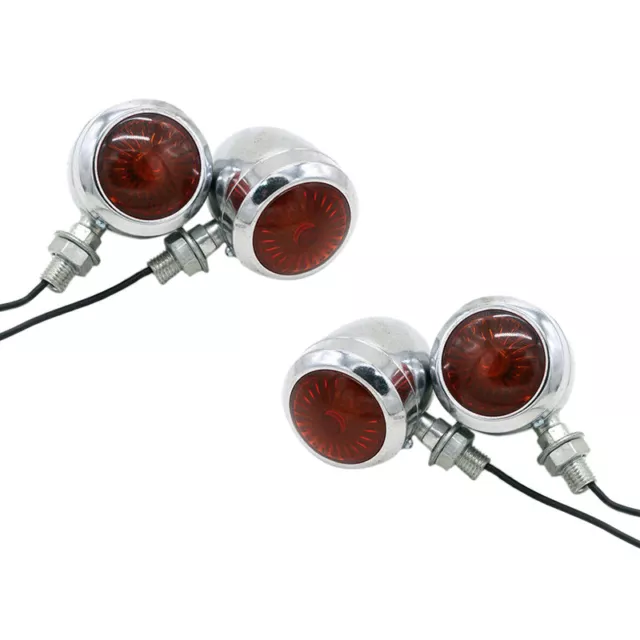 4Pc Chrome Motorcycle Turn  Light Led Motor Lamp Bulb For  Cafe Racer X9Y44827