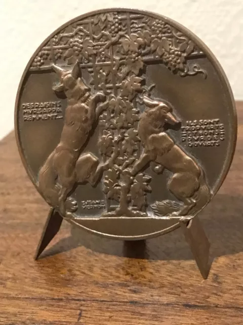 Medaille Bronze Fable De La Fontaine "Le Renard Et Les Raisins" De Jean Vernon