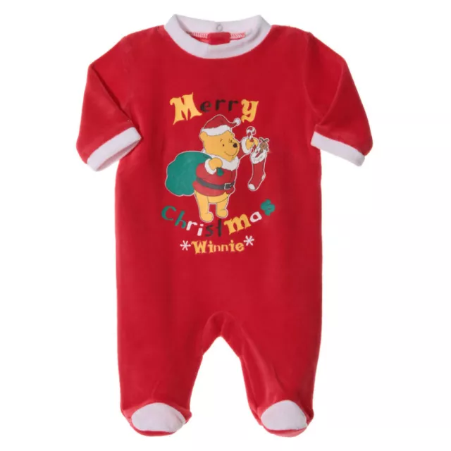 DISNEY BABY pyjama bébé grenouillère velours rouge WINNIE Noel taille 12 mois