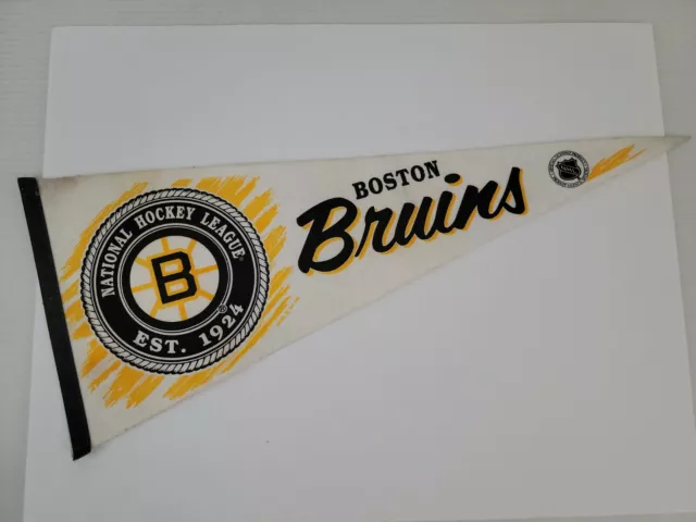 Vtg Boston Bruins Est. 1924 NHL Hockey Team full-size Pennant Black Yellow White