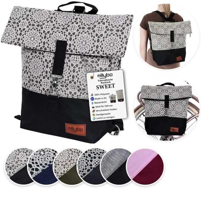 Millybo SWEET Fahrradtasche Gepäckträgertasche Damen Rucksack Backpack