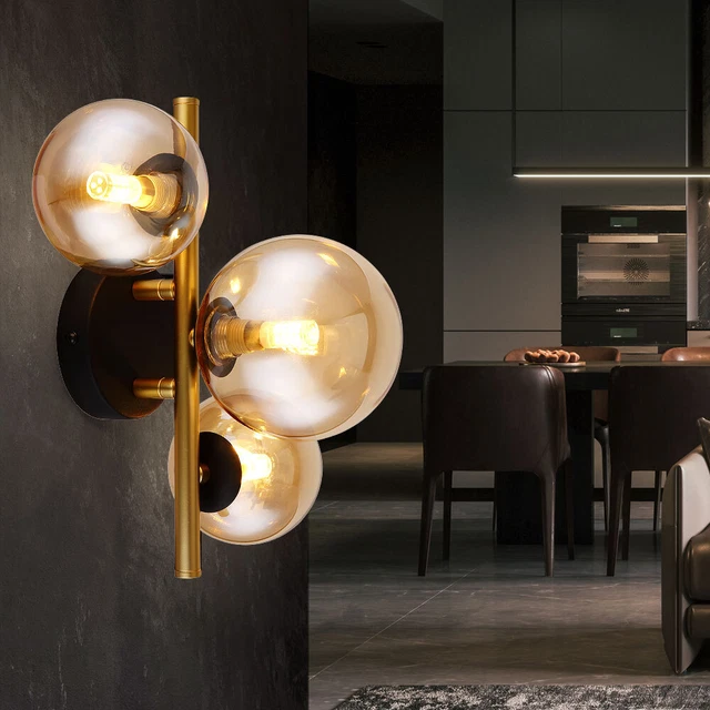 Applique Murale Style Art Nouveau En Laiton Et Verre - Pour Douille E14, Chambre/salon