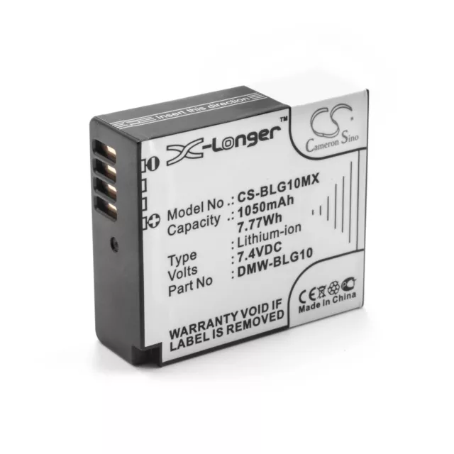 Batterie 1050mAh pour PANASONIC Lumix DMC-TX1, DMC-TZ100, DMC-TZ101