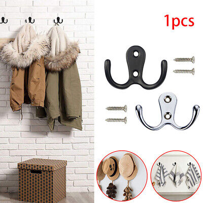 Hanging Metal Double Coat Hooks Heavy Duty Wall Mount Clothes Door Hangers Towel