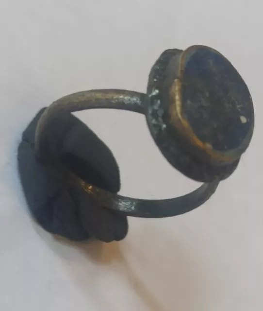 Beautiful Wearable European Antique Silvered Seal Ring With Blue Stone 1900 Ad 3