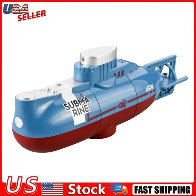 Mini RC Submarine 6CH Radio Control Submarine for Aquarium Kids Toy (Blue)