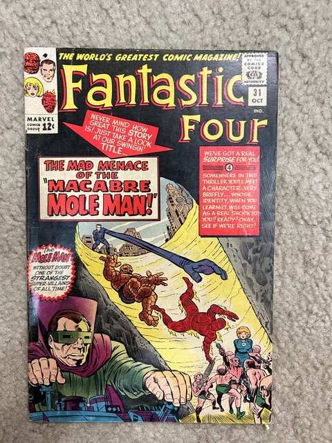 Fantastic Four #31 VG 4.0 Jack Kirby Stan Lee Mole Man Appearance! Marvel 1964
