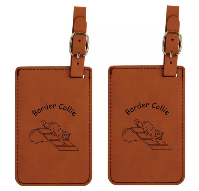 L1817 Border Collie Agility Luggage Tags 2Pk FREE SHIPPING 20 Breeds Available