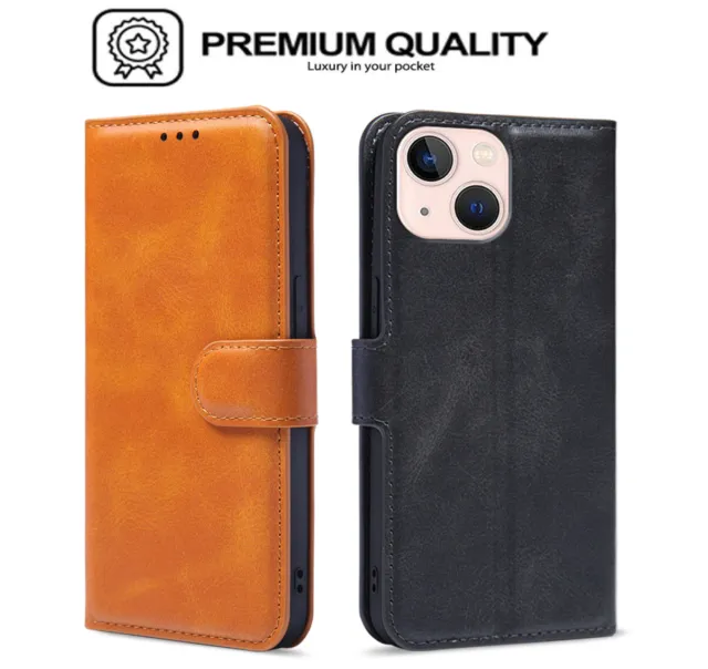 Leather Flip Case For iPhone 15 Pro Max Plus Shockproof  Wallet Phone Cover