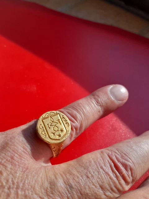 Ancienne Chevalière En Or Massif 18 Carats Avec Pièce 20 Francs Marianne - Occasion