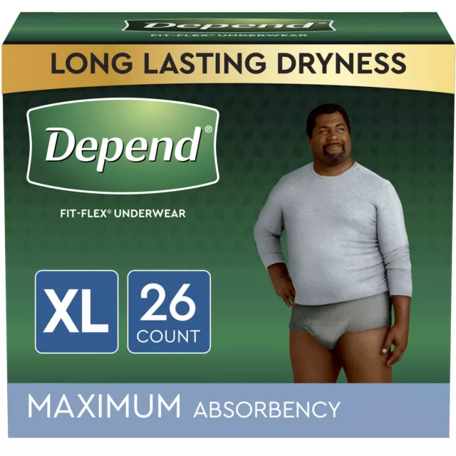 DEPEND FIT-FLEX INCONTINENCE Underwear for Men Maximum Absorb. Extra ...