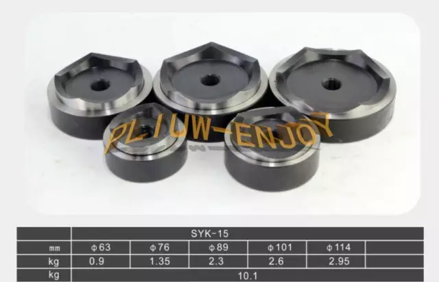 5PCS Hydraulic Knockout Punch Driver Kit Hole Tool molds 63-114MM For SYK-15
