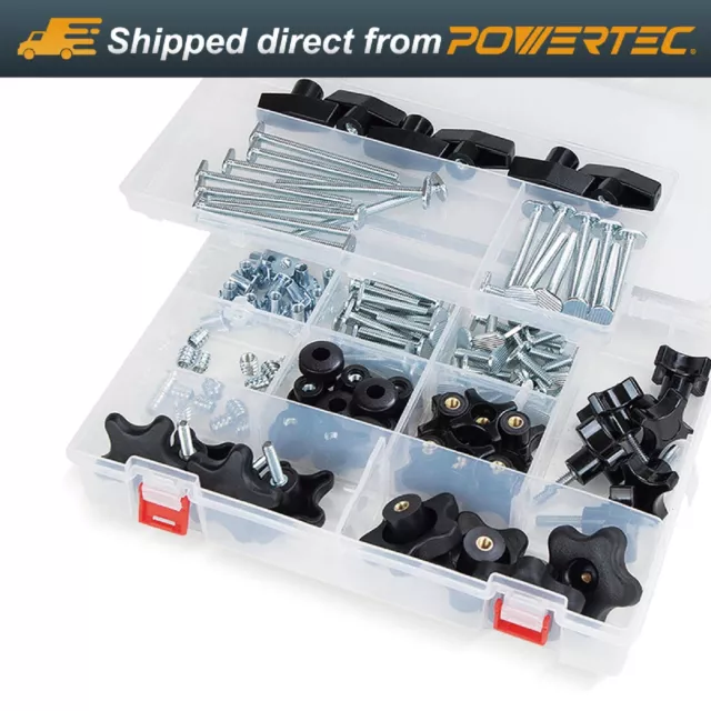 128 piece Jig Fixture T-Track Hardware Kit 5/16-18 Threads, Knobs (71128)