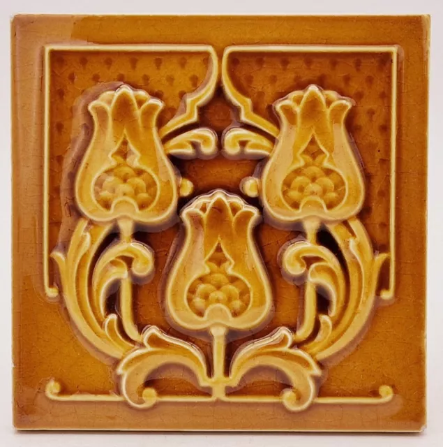 Antique Fireplace Tile High Relief Malkin Tile Works C1905