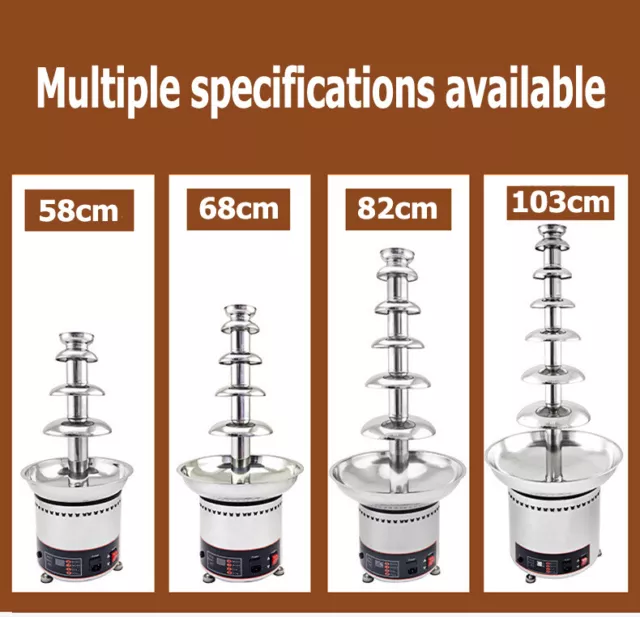 Commercial Stainless Steel 4-7 Tiers Fondue Heating Chocolate Fountain Machine 3