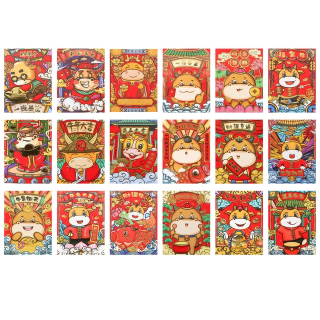 36pcs Nouvel An lunaire Enveloppes Fête Du printemps Hong Bao