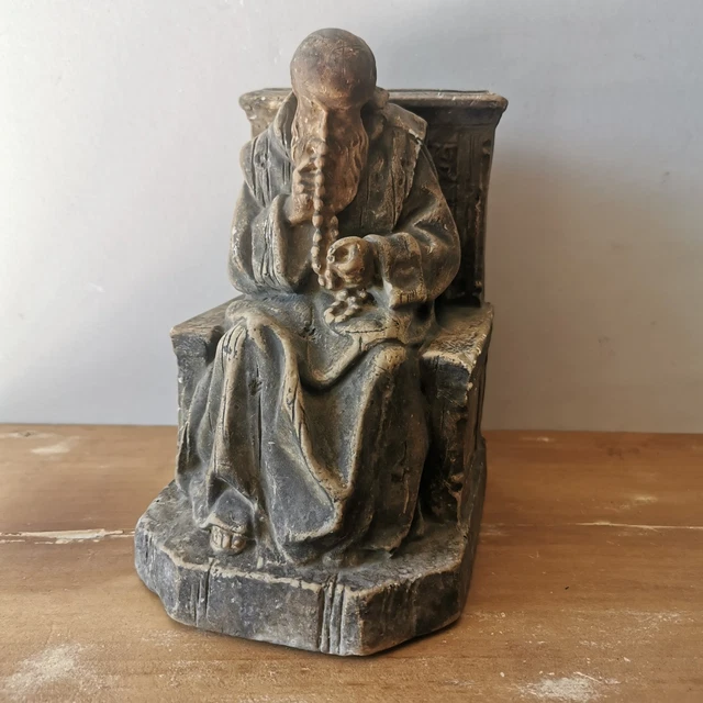Ancienne Statue Salvetti En Plâtre - Pierrot Et Pierrette 28 Cm - Déco Vintage Enfant