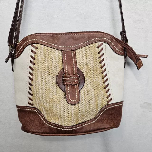B.O.C. Haygerton Purse Straw/Leather Crossbody Bag Adjustable Strap 100622 3