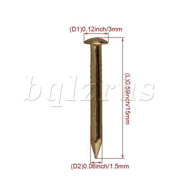 15mm Round Head Brass Brass Furniture Miniature Nails Set of 100 3