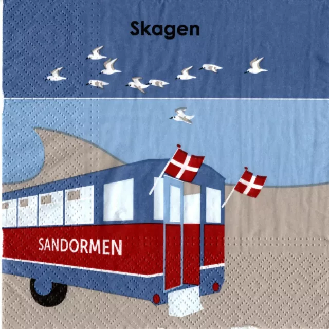 Serviettes En Papier Danemark Ville Skagen Bus. Paper Napkins Denmark Skagen Bus
