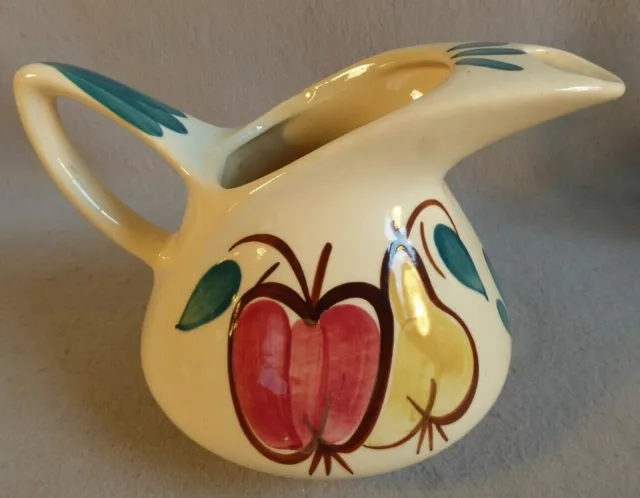 Puritan Slip Ware Pottery Apple & Pear Water Pitcher Vintage Mid Century