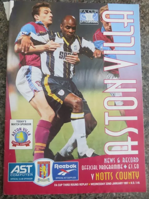 Aston Villa Football Programme  vs Notts county