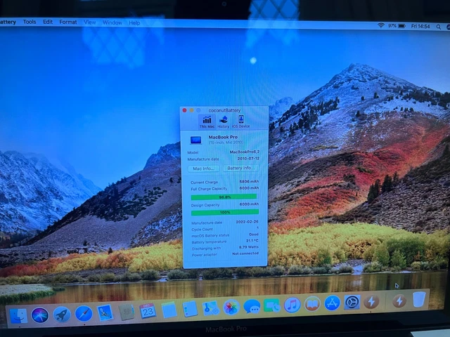 15" Apple MacBook Pro metà 2010 - Intel i5 2,4 GHz / 8 GB RAM / 256 GB SSD A1286 8