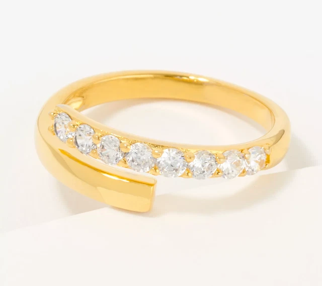 Diamonique CZ Round Pave Wrap-Around Ring Size 8 Sterling Silver