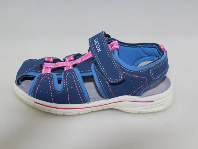 Chaussures Fille GEOX 28 Ue Sandales Bleu Cuir Rose DF497-28