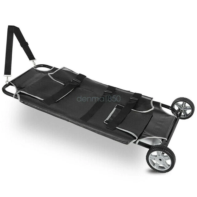 Pet Transport Trolley Folding Pet Stretcher for Dogs Cats Cart Two Wheels Black