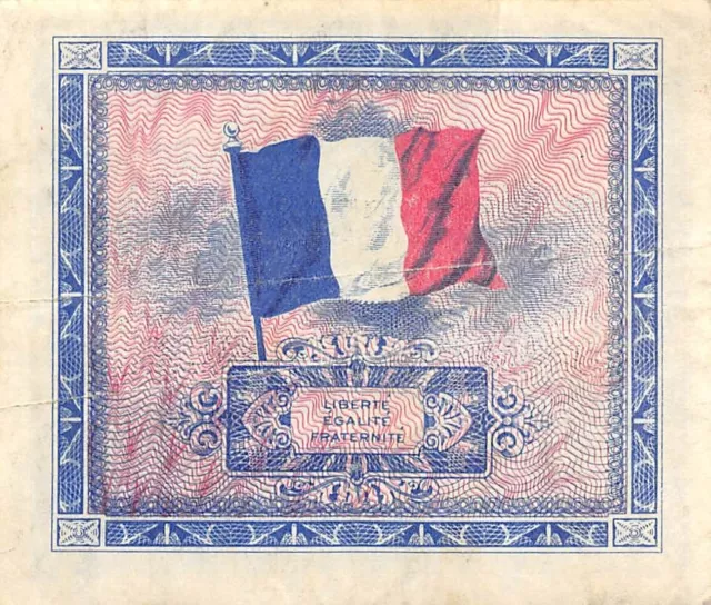 France  2 Francs  Series of 1944  WW II Issue  Circulated Banknote  WLow