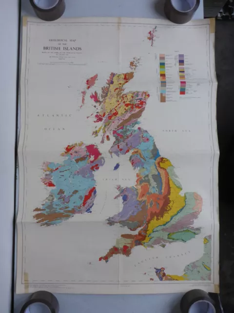 Old Poster England Great Britain Geological Map of The British Island Pugh