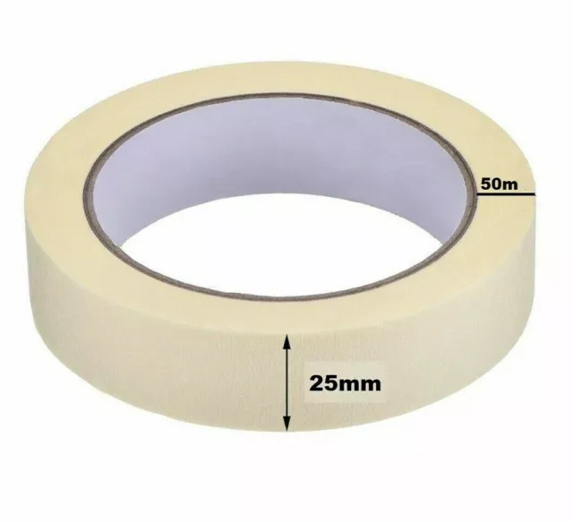 New GENERAL MASKING TAPE 25mm X 50m DIY CRAFT PAINTER EASY TEAR good tack