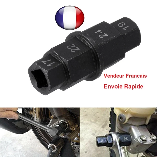 Clé à Axe Hexagonale Pour Moto - 4 Tailles : 17, 19, 22, 24 Mm - Acier Chrome Molybdène - Pour Démontage Roue Avant - 6
