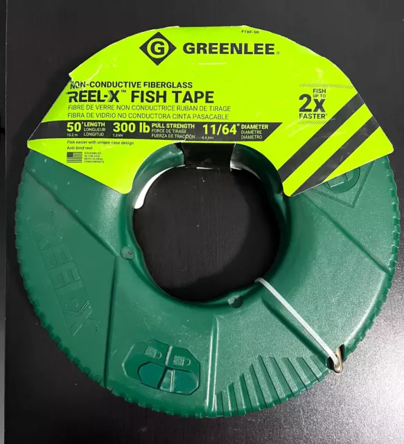 Greenlee FTXF-50 Fiberglass Fish Tape 50-ft 300lb pull strength 11/64" Diameter