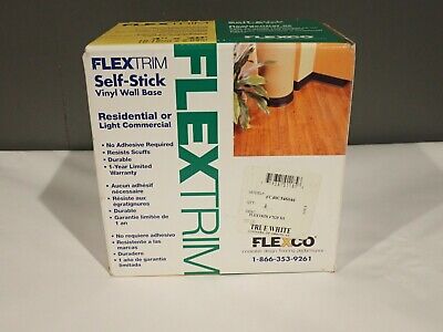 FlexTrim Self-Stick Vinyl Wall Base True White 4" x 20' New In Box