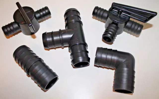 Flexi / Flexible Hose Fittings For Koi Ponds 90 tee straight 2 way tap 3 way tap