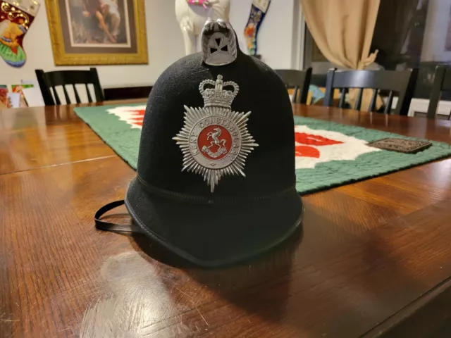 Vintage Kent Constabulary English Bobby Police Hat Helmet British