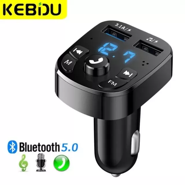 Transmetteur FM sans fil Adaptateur Bluetooth 5.0  MP3 Kit Chargeur voiture USB