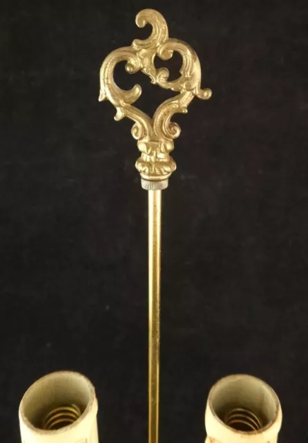 Pair Antique French Louis XV Style Gilt Bronze 2 Light Candelabra, 14” t. x 4” w 2