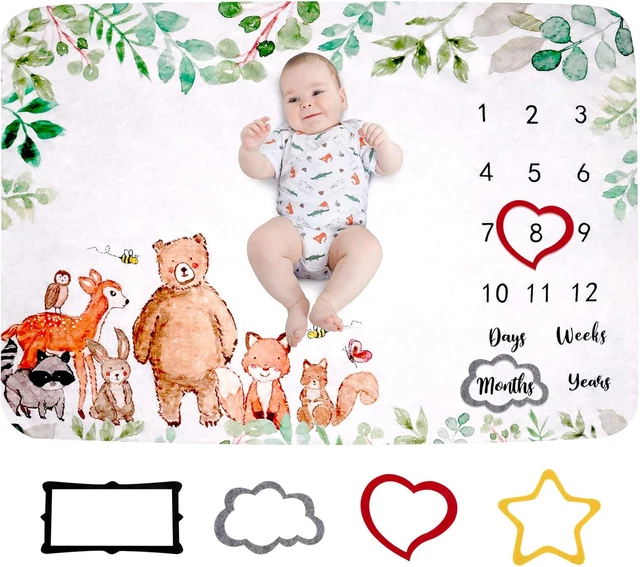Coperta Mesi Neonato Personalizzata - Tappeto Foresta Unisex, Con Cornici In Legno, Regalo Baby Shower - Foto 11