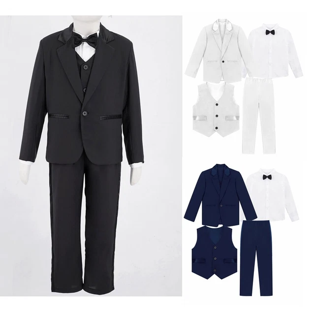 Boys Suits Wedding  Party Prom Suit Jacket Dress Shirt Suit Vest Long Pants Bow