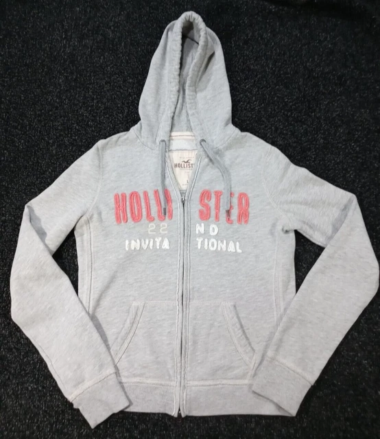 Hollister Hoodie Youth Junior Large Sweatshirt Full Zip Invitational Gray Pink