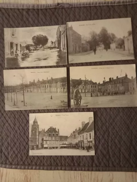 LOT de 5 CPA  - SARTHE  Mamers - 1905 & 1915  -Souvenir offert au blessés cachet