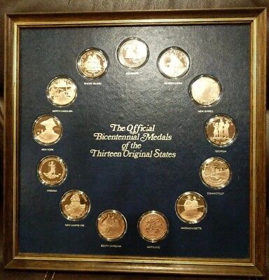 Franklin Mint Official Bicentennial Medals Of Thirteen Original States Bronze