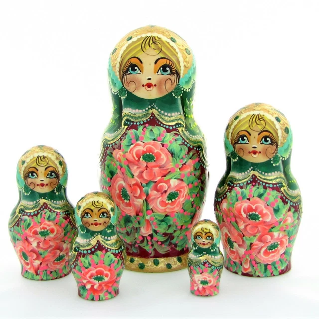 Poupées Russes Matriochka – H 19 Cm – Peintes à La Main – Nativité – 5 Pièces